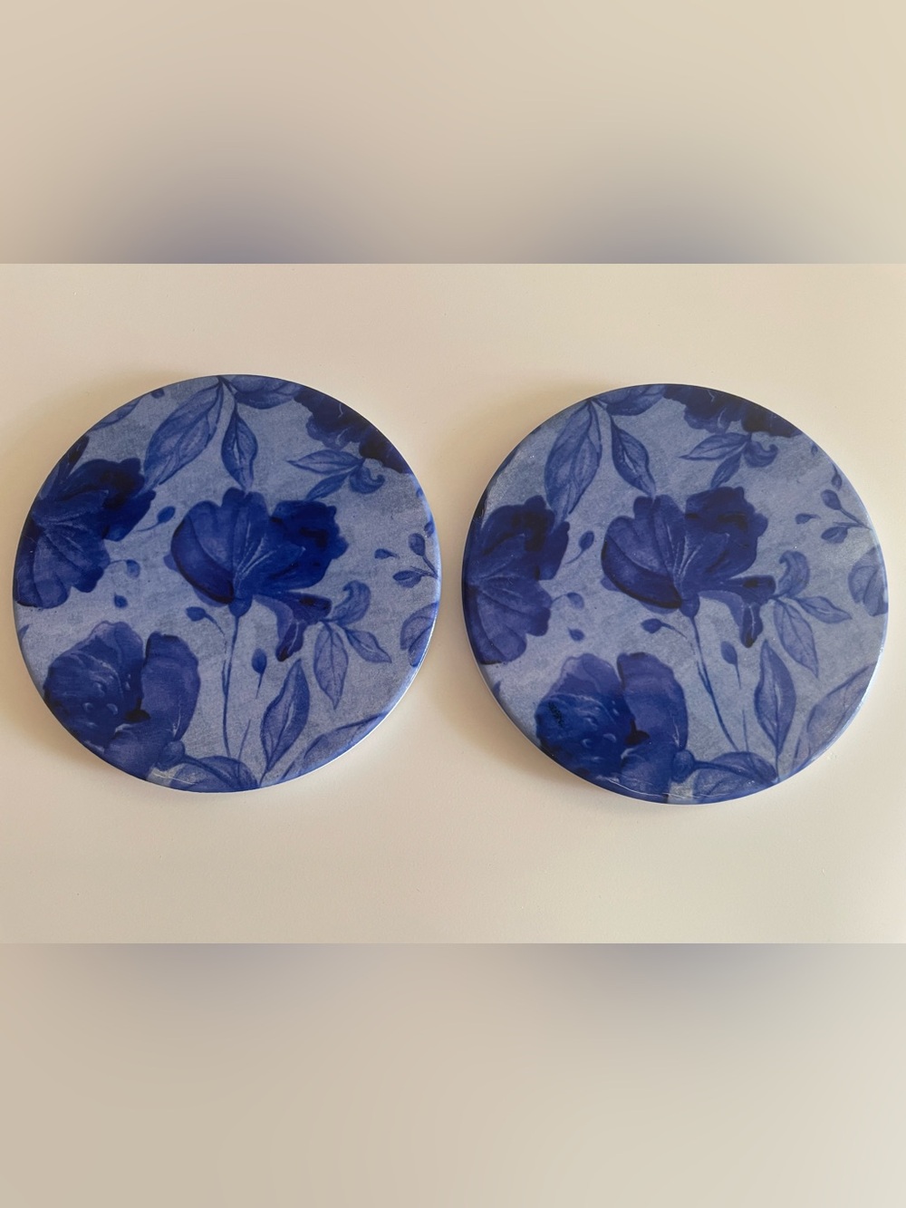 Blue Floral Round Coasters
